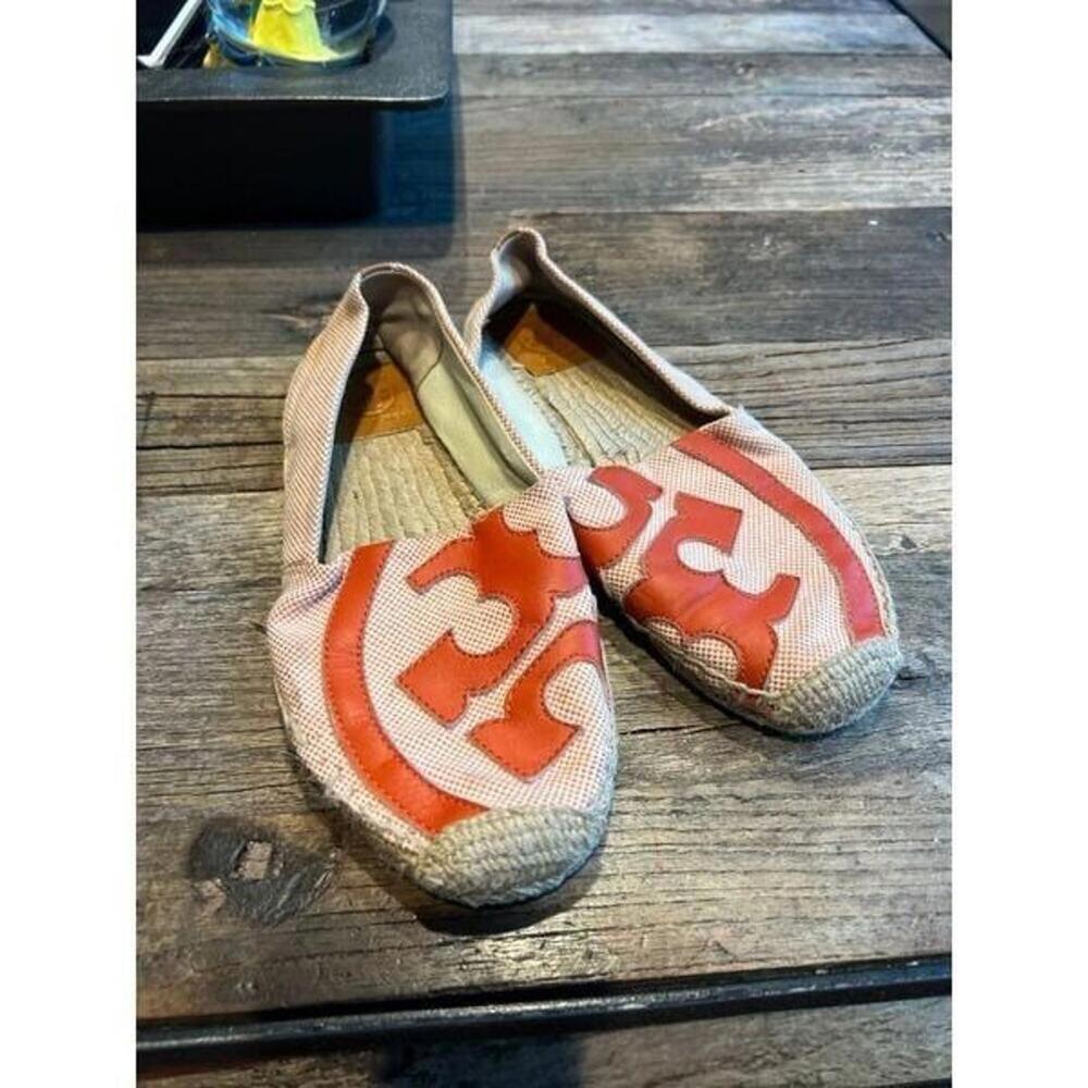 Tory Burch orange slip on flats shoes size 8.5